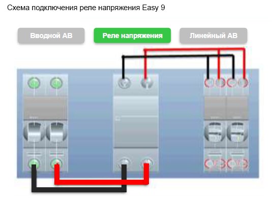 Схема подключения реле напряжения schneider electric 40авщитке