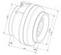 Корпус круглого канального вентилятора КККВ-250 размеры